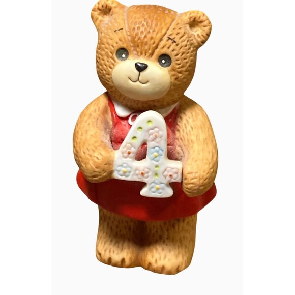 Lucy and Me Ceramic Birthday Bear Collectible Number 4 Figurine Vintage - Picture 2 of 8